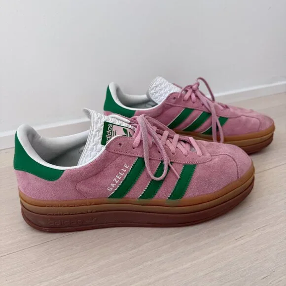 Adidas Gazelle Bold Pink & Green Sneakers - Picture 3 of 5